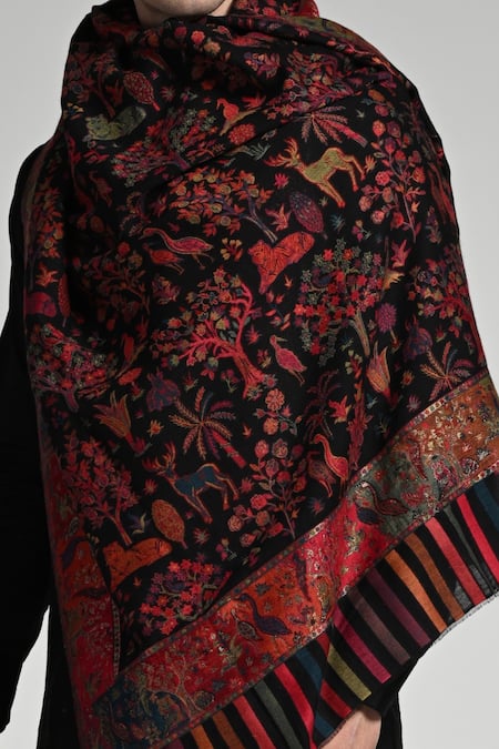 Taroob Multi Color Taroob Majestic Raj-mahal Fine Wool Kaani Shawl Online at Aza Fashions Taroob_Multi Color Taroob Majestic Raj-mahal Fine Wool Kaani Shawl_Online_at_Aza_Fashions