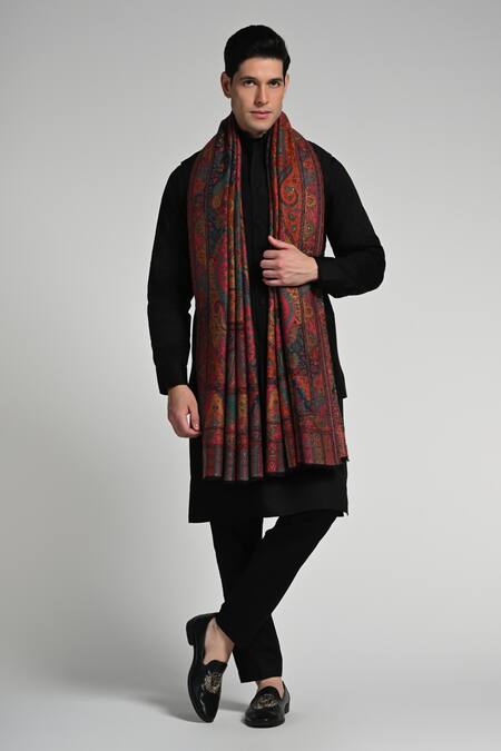 Buy_Taroob_Multi Color Taroob Kashmiri Fine Wool Multicolor Kaani Shawl _Online_at_Aza_Fashions