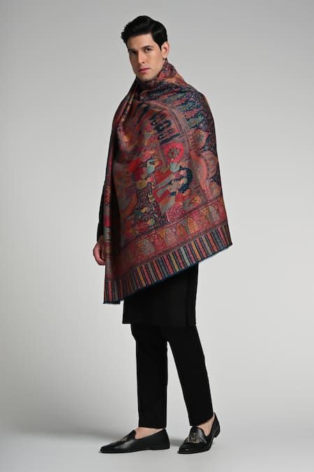 Taroob_Multi Color Taroob Majestic Raj-mahal Fine Wool Kaani Shawl _Online_at_Aza_Fashions