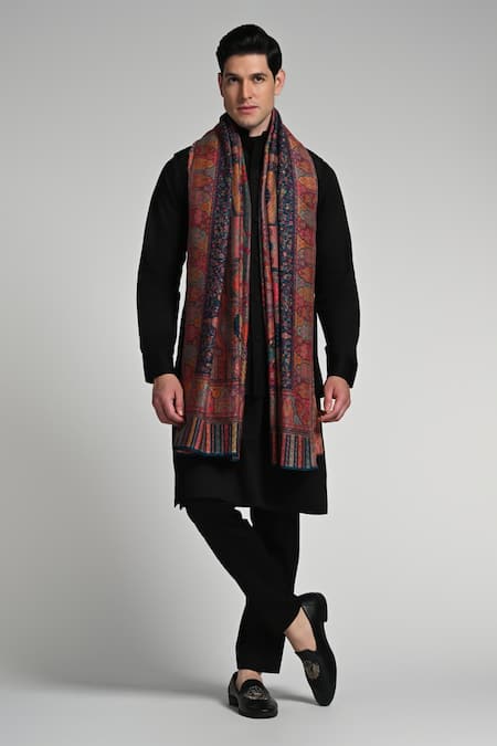 Buy_Taroob_Multi Color Taroob Majestic Raj-mahal Fine Wool Kaani Shawl _Online_at_Aza_Fashions