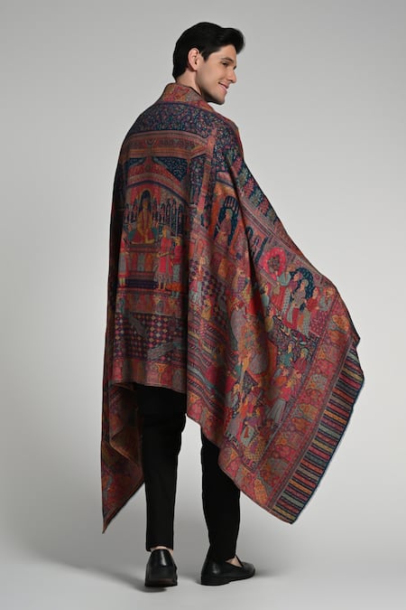 Shop_Taroob_Multi Color Taroob Majestic Raj-mahal Fine Wool Kaani Shawl _Online_at_Aza_Fashions