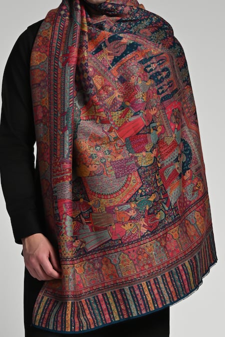 Taroob_Multi Color Taroob Majestic Raj-mahal Fine Wool Kaani Shawl _at_Aza_Fashions