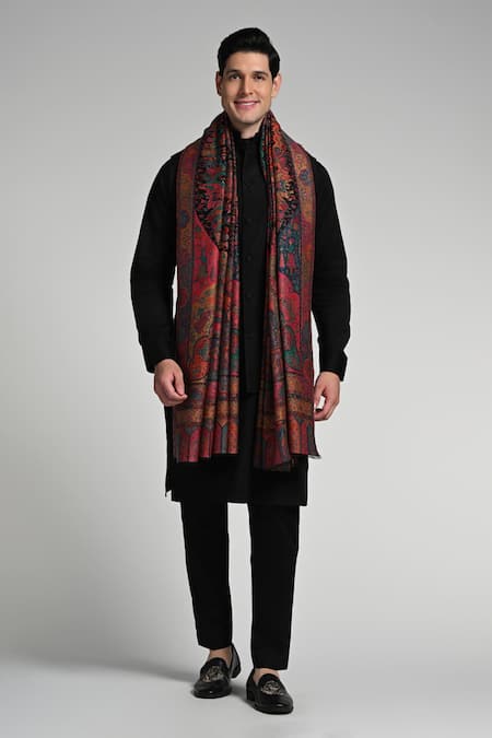 Taroob_Multi Color Taroob Magical Raj-mahal Fine Wool Kaani Shawl _Online_at_Aza_Fashions