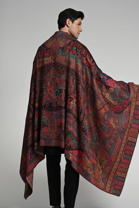 Shop_Taroob_Multi Color Taroob Magical Raj-mahal Fine Wool Kaani Shawl _Online_at_Aza_Fashions