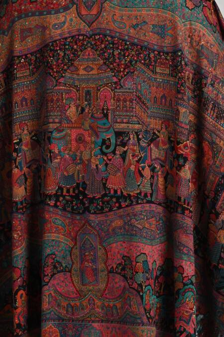 Taroob_Multi Color Taroob Magical Raj-mahal Fine Wool Kaani Shawl _at_Aza_Fashions