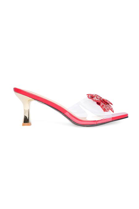 Buy_NR By Nidhi Rathi_Red Rhinestones, Crystals And Transparent Embellished Heels _Online_at_Aza_Fashions