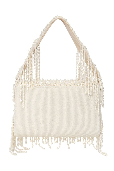 NR By Nidhi Rathi Pearl & Bead Embellished Floral Clutch