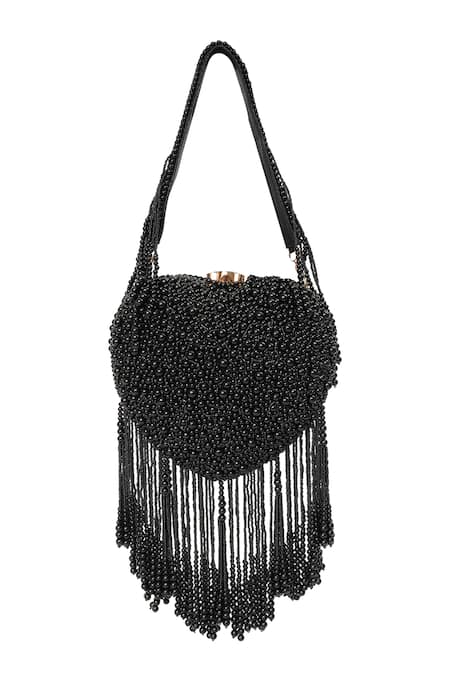 NR By Nidhi Rathi Beaded Fringe Embellished Clutch Bag 