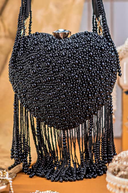 NR By Nidhi Rathi Beaded Fringe Embellished Clutch Bag 
