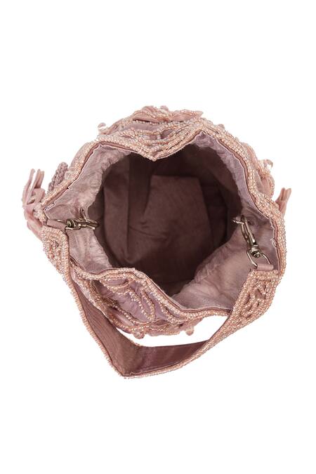 NR By Nidhi Rathi_Pink Beads, Sequins, Embroidery Floral And Potli Bag _Online_at_Aza_Fashions