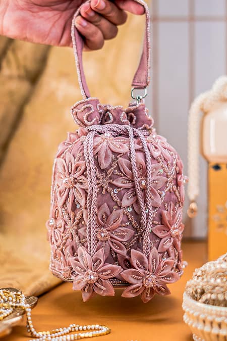 NR By Nidhi Rathi Floral Sequin & Bead Embroidered Potli Bag