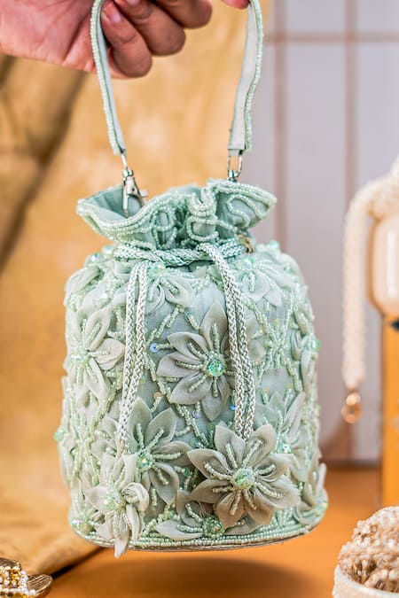 NR By Nidhi Rathi Floral Bead & Sequin Embellished Potli Bag