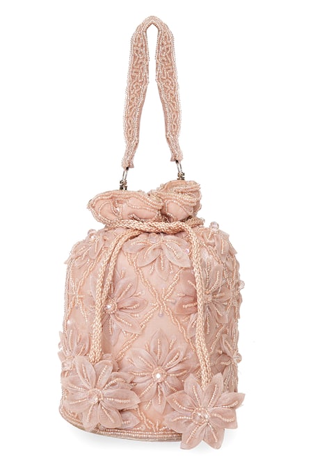 NR By Nidhi Rathi Floral Sequin & Pearl Embellished Potli Bag