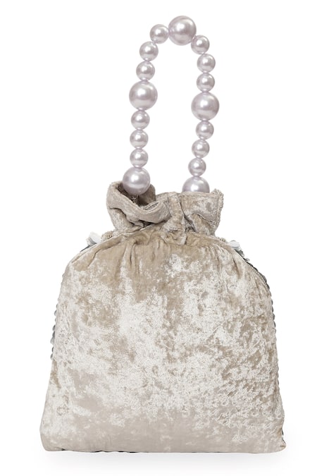 NR By Nidhi Rathi Sequin Embroidered Potli Bag With Pearl Handle