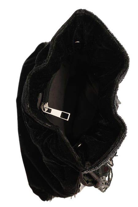 NR By Nidhi Rathi Black Sequins, Beads, Tassels Potli Bag With Beaded Handle Online at Aza Fashions NR By Nidhi Rathi_Black Sequins, Beads, Tassels Potli Bag With Beaded Handle _Online_at_Aza_Fashions