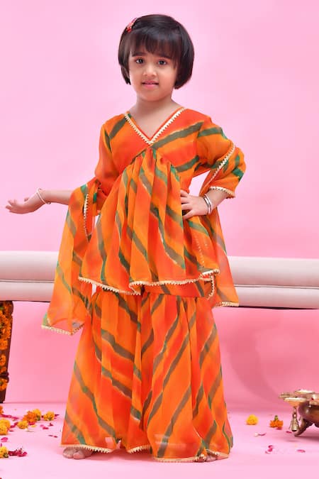 Bannhi By Priyanka Rathore Leheriya Print Sharara Set 