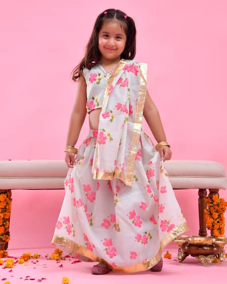 Bannhi By Priyanka Rathore Floral Print Chanderi Lehenga Set 