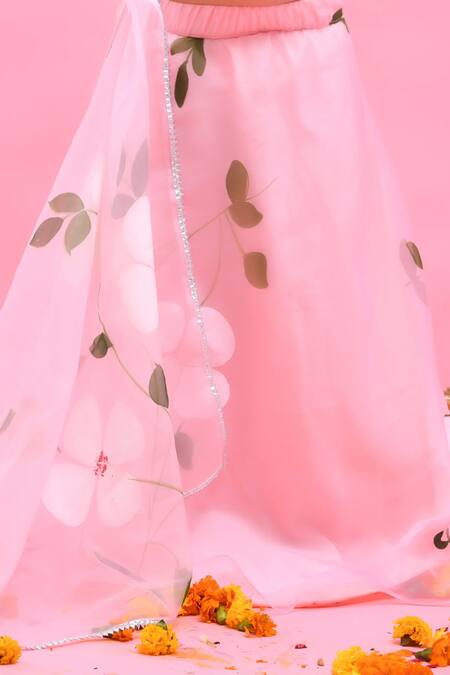 Bannhi By Priyanka Rathore Pink Organza Gota Patti Hand Painted Lehenga Set Online at Aza Fashions Bannhi By Priyanka Rathore_Pink Organza Gota Patti Hand Painted Lehenga Set _Online_at_Aza_Fashions
