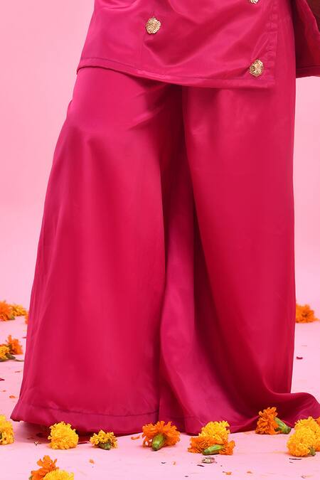 Bannhi By Priyanka Rathore Wine Crepe, Organza Gota Patti Embroidered Kurta Sharara Set Online at Aza Fashions Bannhi By Priyanka Rathore_Wine Crepe, Organza Gota Patti Embroidered Kurta Sharara Set _Online_at_Aza_Fashions