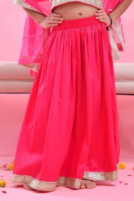 Bannhi By Priyanka Rathore Magenta Cotton, Silk, Organza Gota Patti Lehenga Set Online at Aza Fashions Bannhi By Priyanka Rathore_Magenta Cotton, Silk, Organza Gota Patti Lehenga Set _Online_at_Aza_Fashions