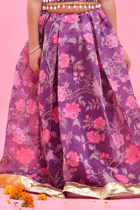 Shop Bannhi By Priyanka Rathore Purple Chanderi Pearls, Lace Printed Lehenga Set Online at Aza Fashions Shop_Bannhi By Priyanka Rathore_Purple Chanderi Pearls, Lace Printed Lehenga Set _Online_at_Aza_Fashions