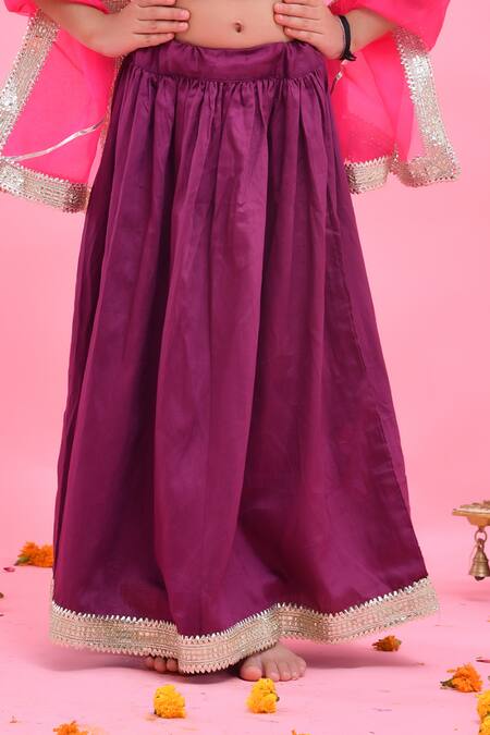 Buy Bannhi By Priyanka Rathore Purple Cotton, Silk, Organza Gota Patti, Applique Lehenga Set With Dupatta Online at Aza Fashions Buy_Bannhi By Priyanka Rathore_Purple Cotton, Silk, Organza Gota Patti, Applique Lehenga Set With Dupatta _Online_at_Aza_Fashions