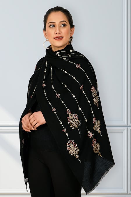 Mauli Cashmere Jewelled Affair Embroidered Merino Stole 