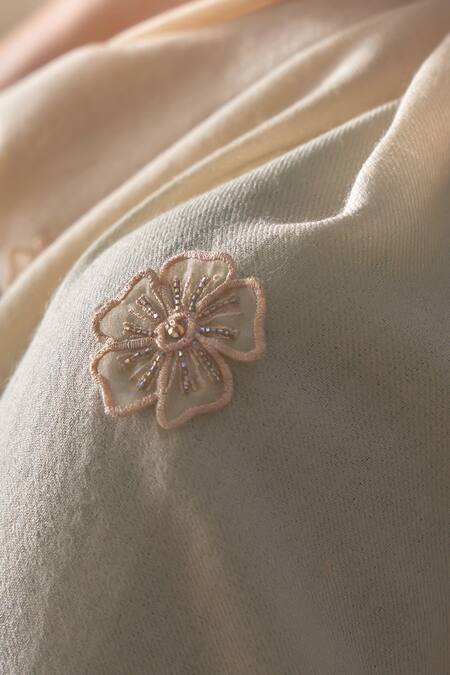 Buy_Mauli Cashmere_Beige Shower Embroidered Wool Silk Stole _Online_at_Aza_Fashions