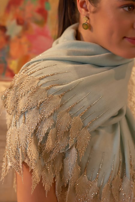 Buy_Mauli Cashmere_Blue Royal Stole _Online_at_Aza_Fashions