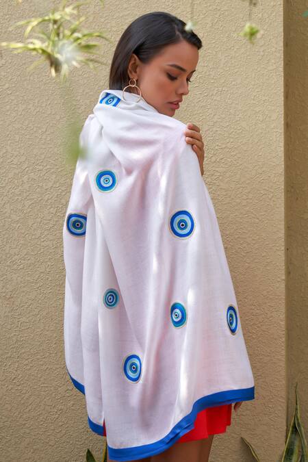 Mauli Cashmere The Evil Eye Evil Eye Motif Wool & Silk Stole 