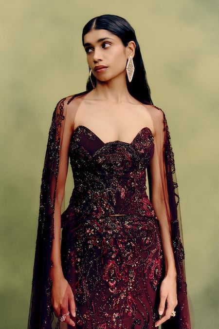 Dolly J Gilded Carmine Corset & Skirt Set 