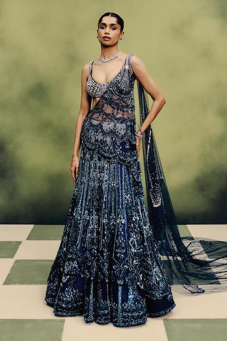 Dolly J Oceanfire Cocktail Lehenga Set 