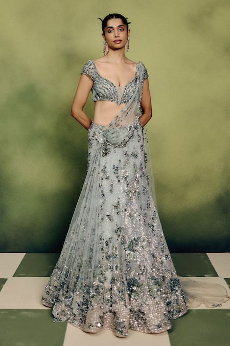 Dolly J Elysian Mint Cocktail Lehenga Set 