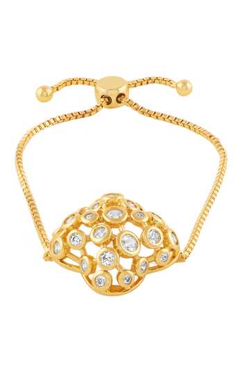 Shop Isharya Gold Plated Crystals 18kt Norte Bolo Bracelet at Aza Fashions Shop_Isharya_Gold Plated Crystals 18kt Norte Bolo Bracelet_at_Aza_Fashions