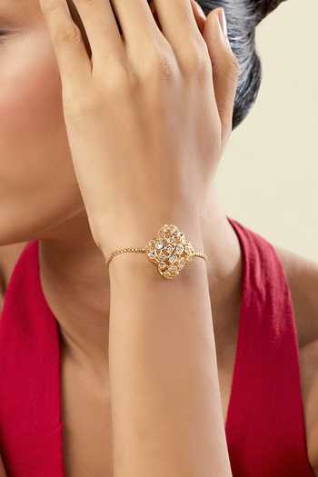 Shop Isharya Gold Plated Crystals 18kt Norte Bolo Bracelet Online at Aza Fashions Shop_Isharya_Gold Plated Crystals 18kt Norte Bolo Bracelet_Online_at_Aza_Fashions