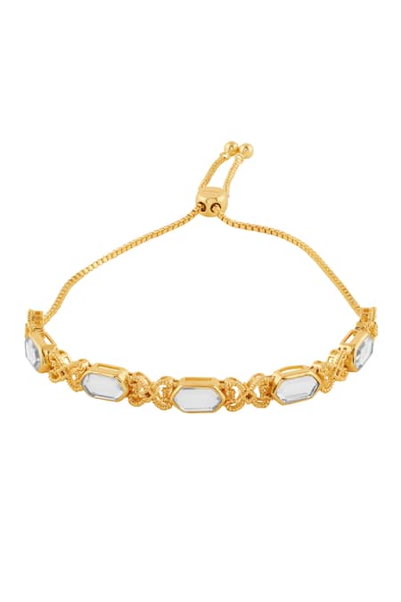 Shop Isharya Gold Plated Mirrors 18kt Marfim Bolo Bracelet at Aza Fashions Shop_Isharya_Gold Plated Mirrors 18kt Marfim Bolo Bracelet _at_Aza_Fashions