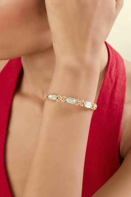 Shop Isharya Gold Plated Mirrors 18kt Marfim Bolo Bracelet Online at Aza Fashions Shop_Isharya_Gold Plated Mirrors 18kt Marfim Bolo Bracelet _Online_at_Aza_Fashions