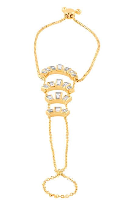 Shop Isharya Gold Plated Mirrors 18kt Esplendor Hand Harness at Aza Fashions Shop_Isharya_Gold Plated Mirrors 18kt Esplendor Hand Harness _at_Aza_Fashions