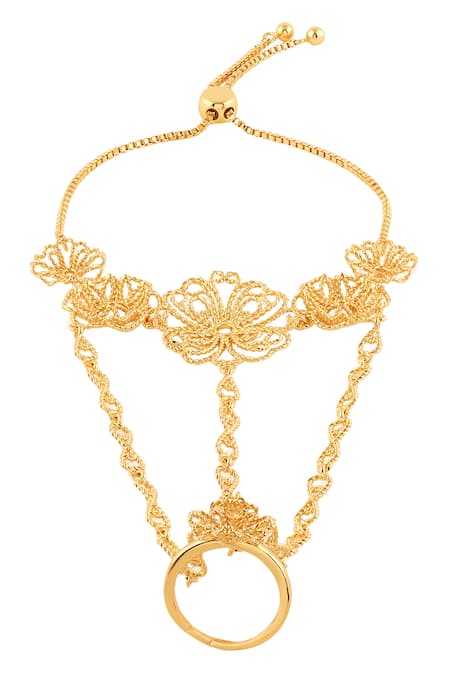 Shop Isharya Gold Plated 18kt Evangelica Hand Harness at Aza Fashions Shop_Isharya_Gold Plated 18kt Evangelica Hand Harness _at_Aza_Fashions