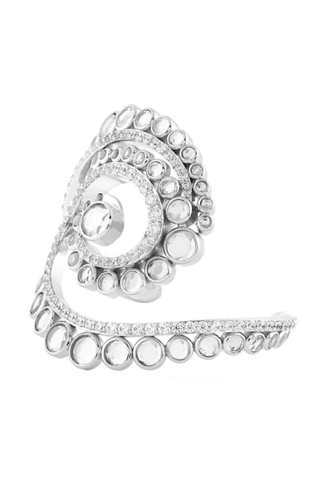 Isharya Silver Plated Mirrors, Crystals 18kt Gold Alfama Cuff Bracelet Online at Aza Fashions Isharya_Silver Plated Mirrors, Crystals 18kt Gold Alfama Cuff Bracelet _Online_at_Aza_Fashions