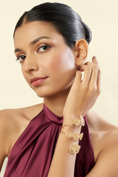 Shop_Isharya_Gold Plated 18kt Branco Wrap Around Bracelet _Online_at_Aza_Fashions