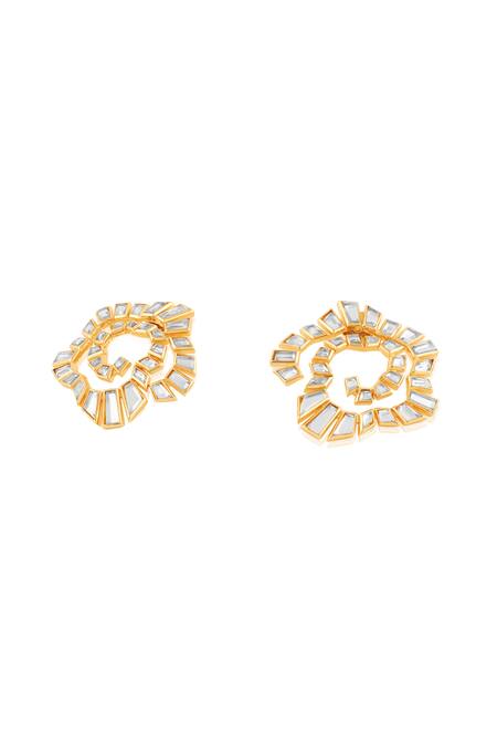 Isharya Gold Plated Mirrors 18kt Santuario Spiral Stud Earrings Online at Aza Fashions Isharya_Gold Plated Mirrors 18kt Santuario Spiral Stud Earrings _Online_at_Aza_Fashions