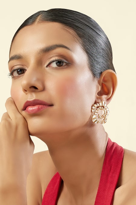 Isharya Gold Plated Mirrors 18kt Santuario Spiral Stud Earrings 