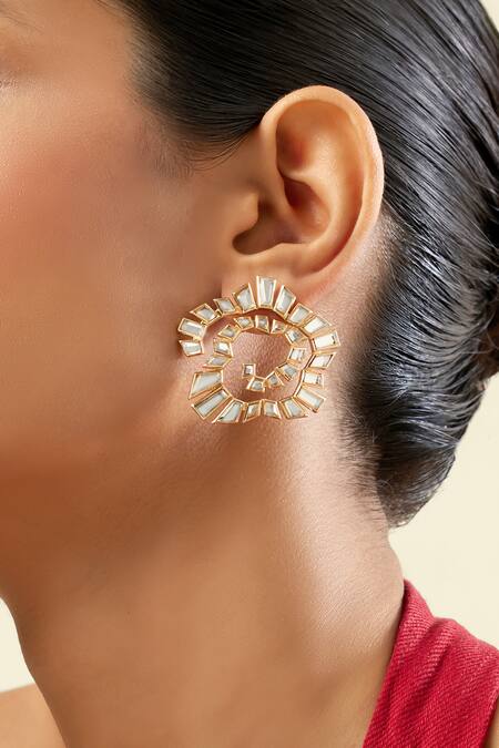 Buy Isharya Gold Plated Mirrors 18kt Santuario Spiral Stud Earrings Online at Aza Fashions Buy_Isharya_Gold Plated Mirrors 18kt Santuario Spiral Stud Earrings _Online_at_Aza_Fashions