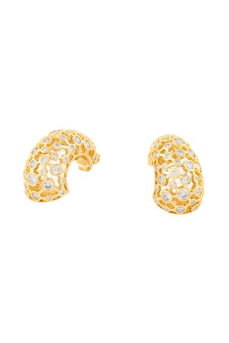 Isharya Gold Plated Crystals 18kt Sol Statement Hoop Earrings Online at Aza Fashions Isharya_Gold Plated Crystals 18kt Sol Statement Hoop Earrings _Online_at_Aza_Fashions