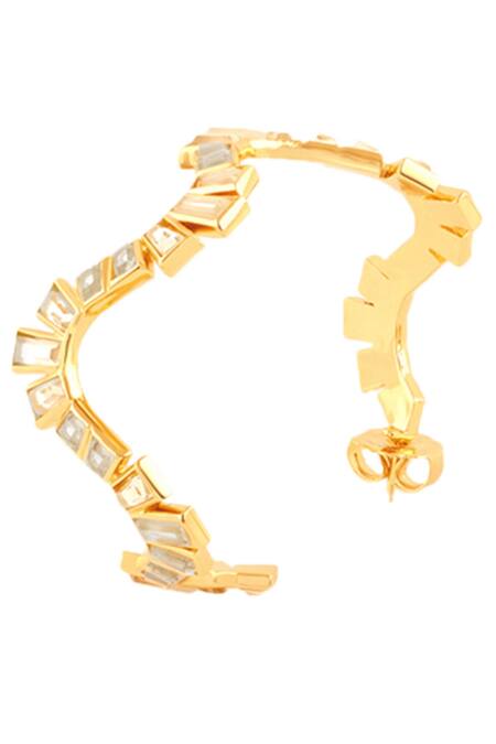 Isharya Gold Plated Mirrors 18kt Divino Wavy Hoop Earrings Online at Aza Fashions Isharya_Gold Plated Mirrors 18kt Divino Wavy Hoop Earrings _Online_at_Aza_Fashions