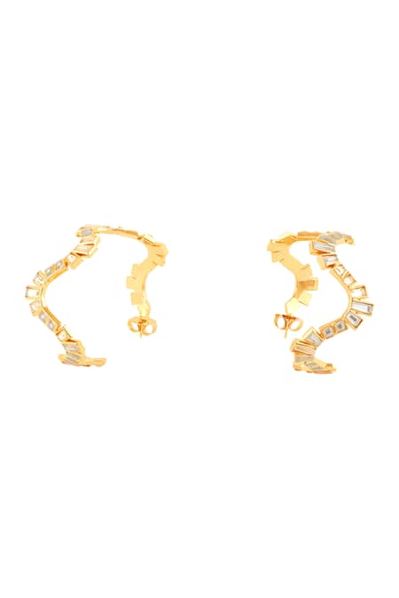 Buy Isharya Gold Plated Mirrors 18kt Divino Wavy Hoop Earrings Online at Aza Fashions Buy_Isharya_Gold Plated Mirrors 18kt Divino Wavy Hoop Earrings _Online_at_Aza_Fashions