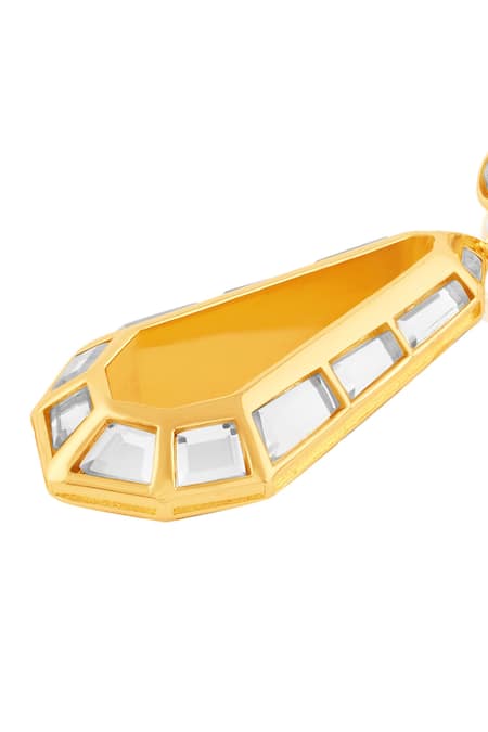 Buy_Isharya_Gold Plated Mirrors 18kt Arco Statement Drop Earrings _Online_at_Aza_Fashions