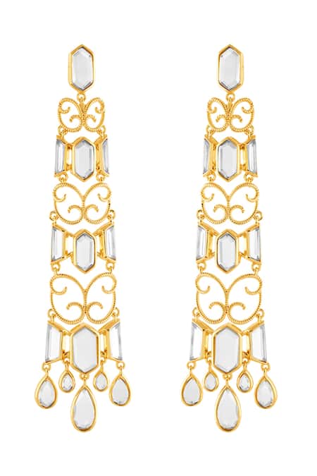 Isharya 18Kt Gold Plated Vento Statement Dangler Earrings 