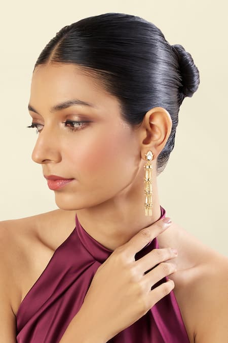 Isharya 18Kt Gold Plated Ceu Statement Dangler Earrings 